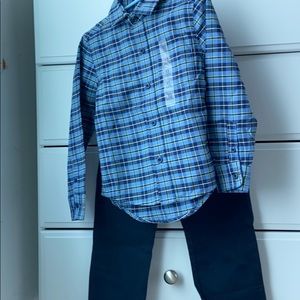 Boys matching set khaki pants & button-down shirt